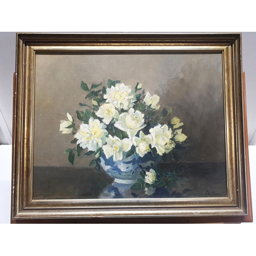 33 - A John Bulloch Souter (1890-1972) oil on board still life study of flowers in a gilt frame overall d... 