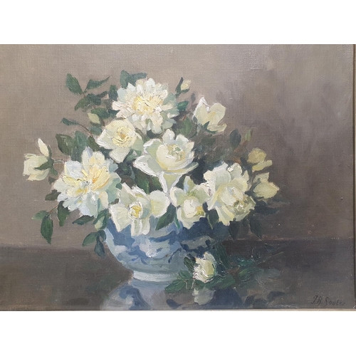 33 - A John Bulloch Souter (1890-1972) oil on board still life study of flowers in a gilt frame overall d... 