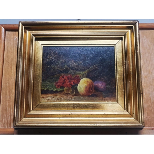 35 - A 19th century oil on board still life study of fruit signed G Clare in a gilt frame overall dimensi... 