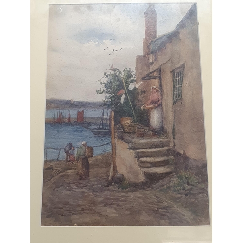 37 - A early framed watercolour attributed to Dame Laura Knight of Newlyn in Cornwall - Dame Laura Knight... 