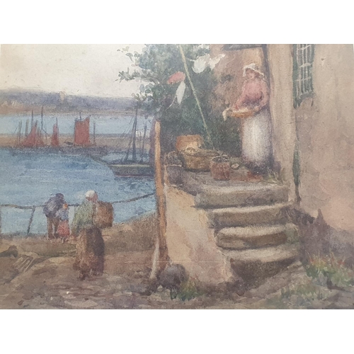 37 - A early framed watercolour attributed to Dame Laura Knight of Newlyn in Cornwall - Dame Laura Knight... 