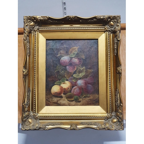 5 - A Oliver Clare (1853-1927) oil on board depicting still life study of fruit signed to lower right in... 