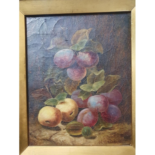 5 - A Oliver Clare (1853-1927) oil on board depicting still life study of fruit signed to lower right in... 