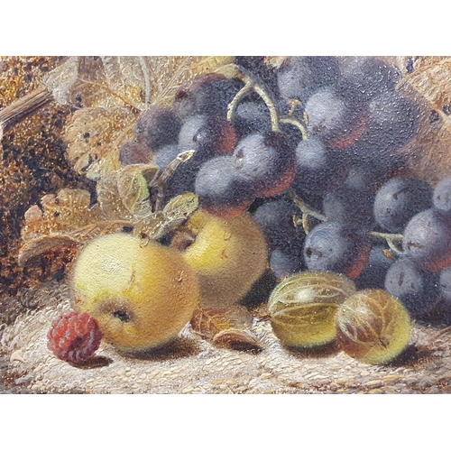 9 - A Oliver Clare (1853-1927) oil on board depicting still life study of fruit signed to lower right in... 