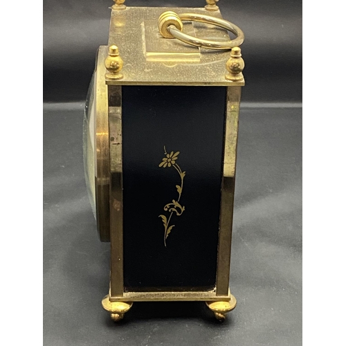 299 - A vintage Kienzle automatic brass cased battery powered mantle clock