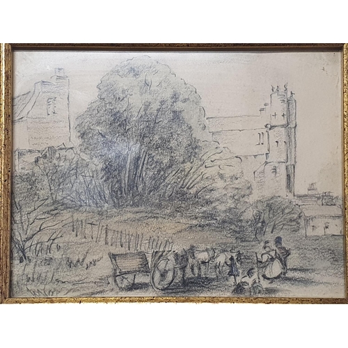 106 - A small gilt framed pencil sketch artist unknown 22x18cm