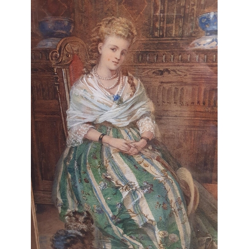 39 - A Mid Victorian Julianna Russell framed watercolour signed lower right hand corner depicting a seate... 