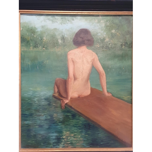 43 - Attributed to Allan Douglas Davidson (1873-1932) oil on canvas female nude study, unsigned overall d... 