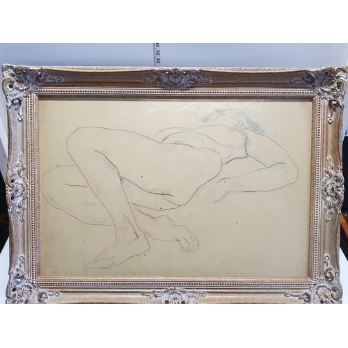 44 - A large Uli Nimptsch 1897-1977 graphite and crayon nude study in a ornate gilt frame overall dimensi... 