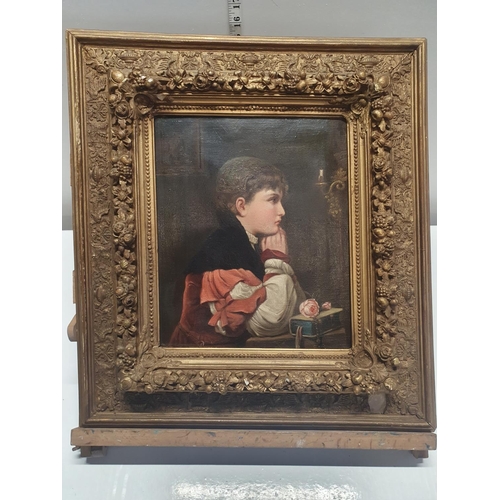 46 - A Mid-Victorian Continental school oil on canvas depicting a altar boy at prayer artist unknow in a ... 