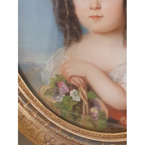 49 - A Laure Houssaye de Leomenil nee Girard (1806-1866) pastel portrait depicting a young child in a hea... 