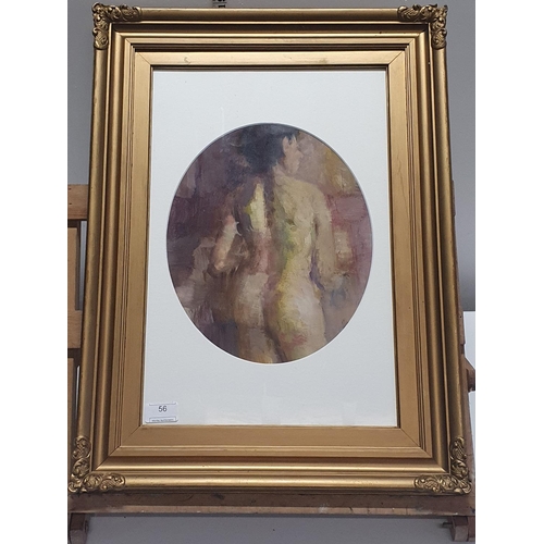 56 - A framed abstract watercolour depicting the female form artist unknown overall dimensions 60x44cm