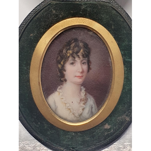 64 - A Victorian hand painted miniature of a young lady in a fitted case overall dimensions 12x10cm