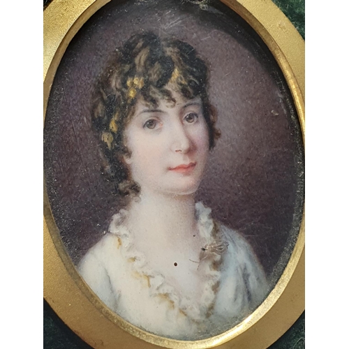 64 - A Victorian hand painted miniature of a young lady in a fitted case overall dimensions 12x10cm