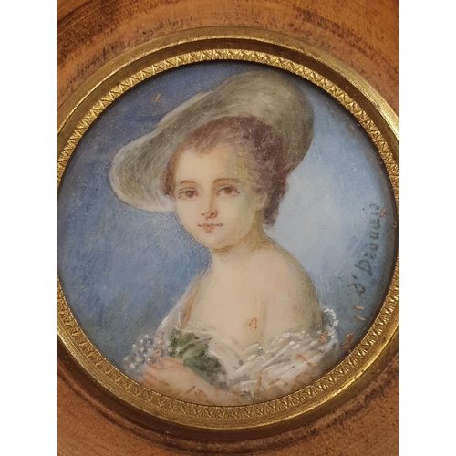 65 - A early Victorian hand painted miniature portrait depicting a young lady signed to right corner arti... 