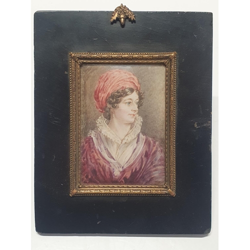 69 - A circle of Henry Pierce Bone 1755-1834 hand painted miniature portrait of lady, description on back... 