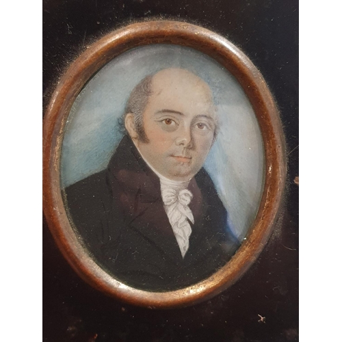 85 - The circle of Frederick Buck (1781-1840) framed miniature portrait of a gentleman in an ebonised fra... 