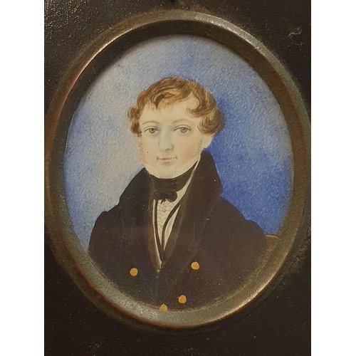 86 - The circle of Frederick Buck (1781-1840) framed miniature portrait of a gentleman in an ebonised fra... 