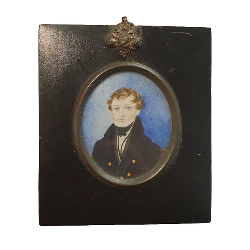 86 - The circle of Frederick Buck (1781-1840) framed miniature portrait of a gentleman in an ebonised fra... 