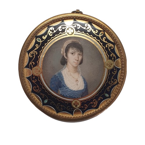 113 - A Peter Mayr (German, 1758-1836) Georgian miniature portrait of a young lady, to reverse reads 'Chri... 