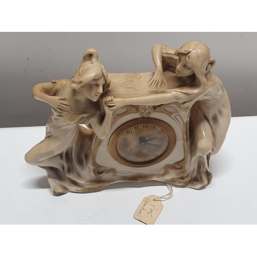 179 - A Royal Dux circa 1900 clock and garniture set