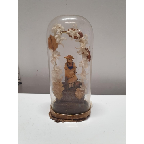 186 - A French salt dough figure circa 1800 in glass dome