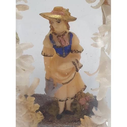 186 - A French salt dough figure circa 1800 in glass dome