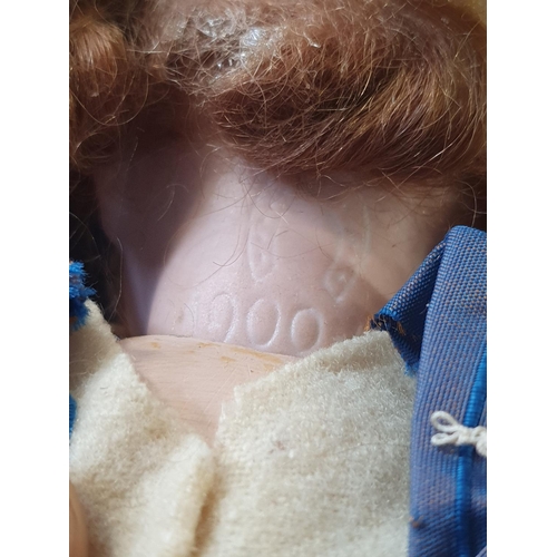 191 - Two Heubach bisque dolls with period dress and one other with horseshoe mark to back of the neck pos... 