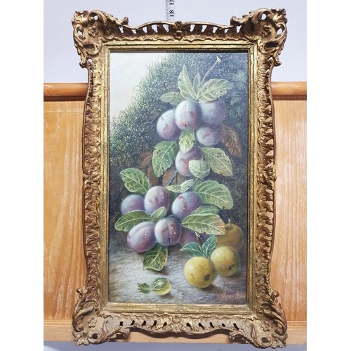 1 - A Oliver Clare (1853-1927) oil on board depicting still life study of fruit signed to lower right in... 