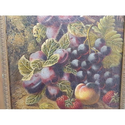 3 - A Oliver Clare (1853-1927) oil on canvas depicting still life study of fruit including plums, grapes... 