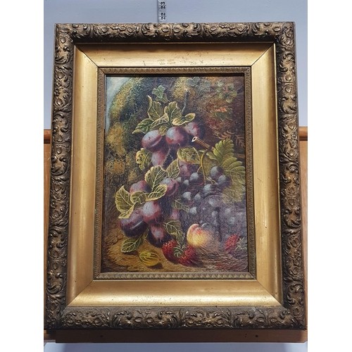 3 - A Oliver Clare (1853-1927) oil on canvas depicting still life study of fruit including plums, grapes... 