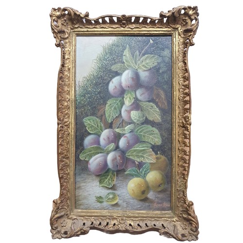 1 - A Oliver Clare (1853-1927) oil on board depicting still life study of fruit signed to lower right in... 