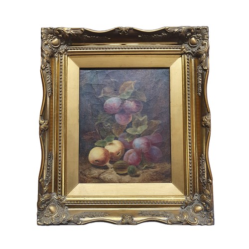 5 - A Oliver Clare (1853-1927) oil on board depicting still life study of fruit signed to lower right in... 