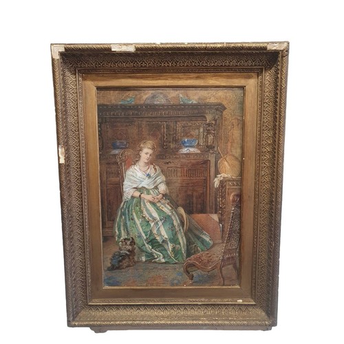 39 - A Mid Victorian Julianna Russell framed watercolour signed lower right hand corner depicting a seate... 