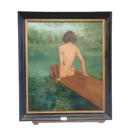 43 - Attributed to Allan Douglas Davidson (1873-1932) oil on canvas female nude study, unsigned overall d... 