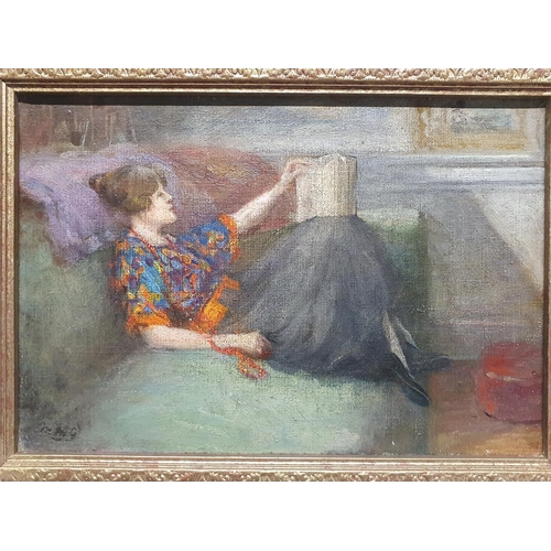 104 - A gilt framed oil on board by Mary Maitland Govan. British School 1854 - 1924 (monograph to bottom l... 