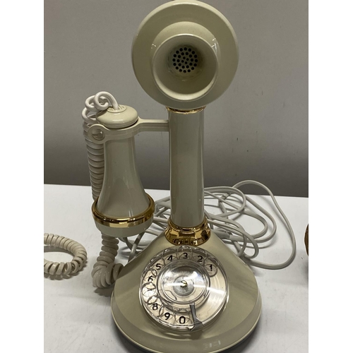 454 - A selection of vintage telephones including heavy GEC chrome plated candlestick telephone (untested)... 