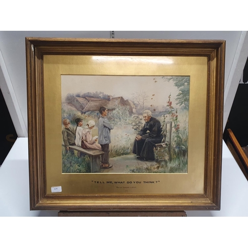 102 - A watercolour entitled 'Tell Me What You Think' by Marcel Joanes Lamen dated 1893 in a ornate gilt f... 