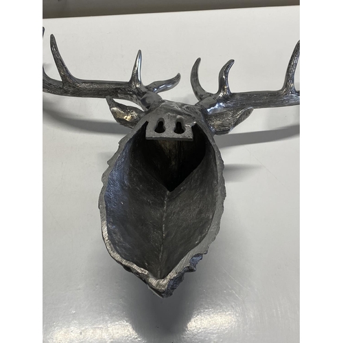 29 - A heavy aluminium Stags Head wall mounted model by Culinary Concepts (from antler to antler 60cm), s... 