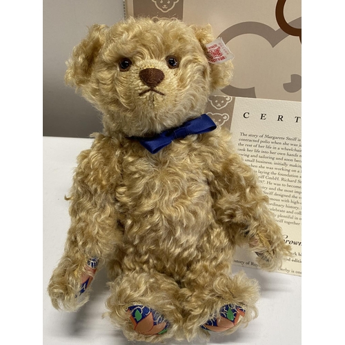 3 - A limited edition boxed Steiff Royal Crown Derby Bear serial number 661464