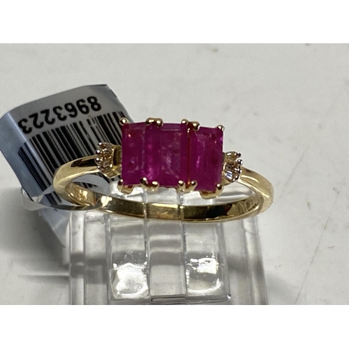 143 - A 18ct gold Burmese Ruby and White Diamond ring 3.43g size S