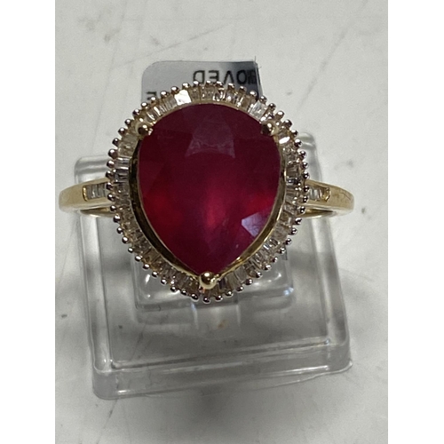 149 - A 9ct gold African Ruby and Diamond ring size T 1/2 4.35g