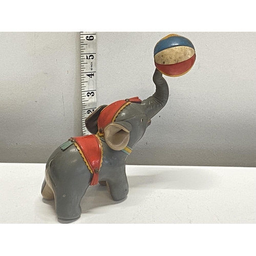 174 - A 1930's leather child's toy circus elephant