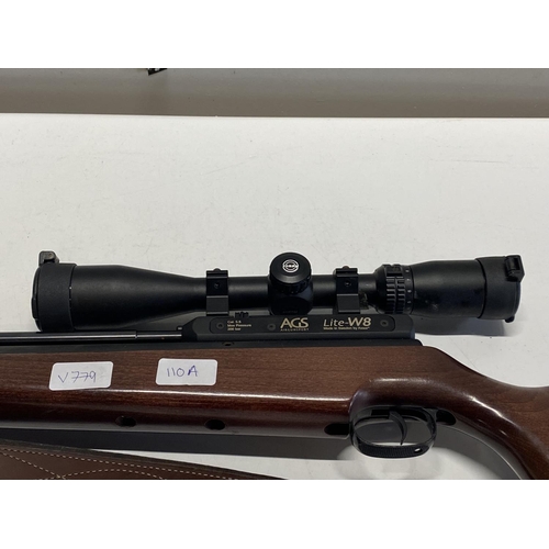 110A - A AGS Lite-W8 Swedish air rifle with Hawke scope and silencer in a hard case, shipping unavailable