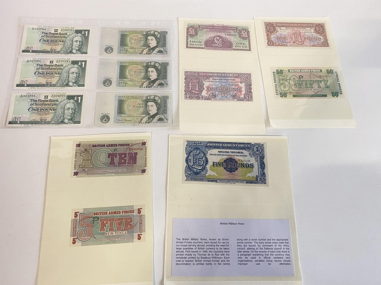 A selection of vintage British bank notes