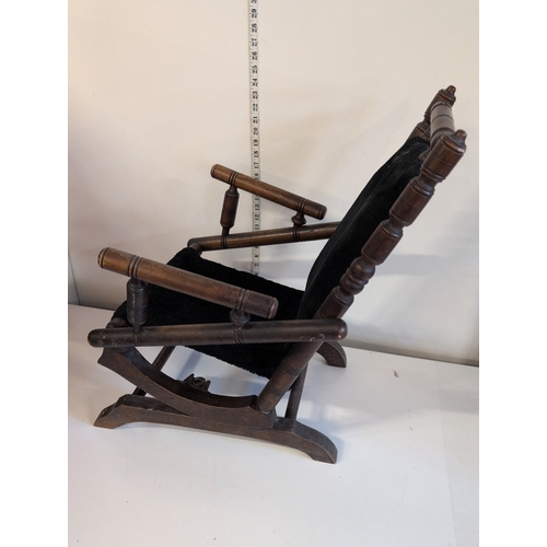 70 - A Victorian Child's Rocking Chair, Reupholstered, Height 61cm, Shipping Unavailable