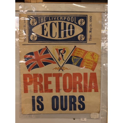 84 - A Liverpool Echo 'Pretoria is Ours' Boer War Patriotic Poster, dated May 31, 1900 50 x 62 CM