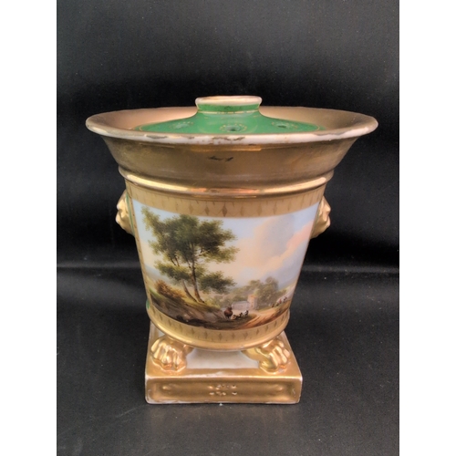 91 - An Early 19th Century French Empire Old Paris Porcelain Pot Pourri Urn and Cover