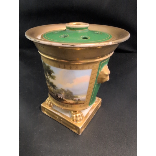 91 - An Early 19th Century French Empire Old Paris Porcelain Pot Pourri Urn and Cover