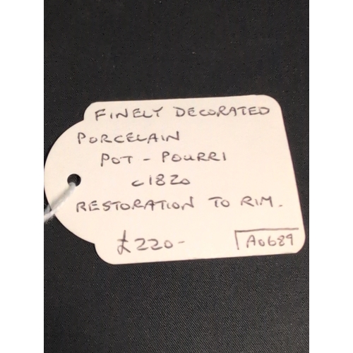 91 - An Early 19th Century French Empire Old Paris Porcelain Pot Pourri Urn and Cover